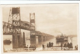 Portland OR Oregon, Columbia River Ferry, Bridge, C1910s Vintage Real Photo Postcard - Portland