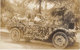 Portland OR Oregon, Rose Festival Parade Decorated Auto W/ Roses, C1910s Vintage Real Photo Postcard - Portland