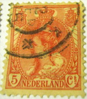 Netherlands 1898 Queen Wilhelmina 5c - Used - Oblitérés