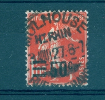 VARIÉTÉS FRANCE 1926 / 1927  N° 225 SEMEUSE 1 F 50 SURCHARGE = 50 C OBLITÉRÉ DOS CHARNIÈRES MULHOUSE HAUT-RHIN 3 AOÛT 27 - Used Stamps