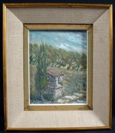 Huile Sur Carton De Saint Paul De Vence, Encadrée - Olieverf