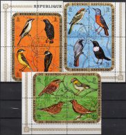 Singvögel WWF 1970 Burundi 645/656 In 3xER-Block O 90€ Gartenrotschwanz Stelze Pirol M/s Fauna Bloc Bird Sheet Bf Africa - Usados