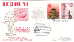 1981 VATICANO - RICCIONE '81 - 33^ FIERA DEL FRANCOBOLLO - GIOVANNI PAOLO II - Lettres & Documents