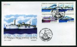 TURKEY 2002 FDC - Turkish Merchant Ships, Michel #3323-262; ISFILA #3720-23, Scott #2840-43. - FDC