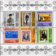 100.birthday Atatürk Begründer Türkei Auf Marken Von Türkiye Block 19 O 20€ Fogli Bf Stamp On Stamp Bloc Sheet Of Turkey - Oblitérés