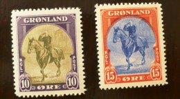 GROENLAND Chevaux, Chiens (Yvert N° 13/14) Neuf Sans Charniere ** MNH - Andere & Zonder Classificatie