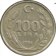 TURKEY 100 LIRA LEAVES FRONT MAN HEAD BACK 1986 VF KM967 READ DESCRIPTION CAREFULLY !!! - Turkey