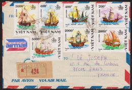 VIETNAM  LETTRE 1991 BATEAUX YVERT N°2224/30   POUR LA FRANCE  Réf 4314 - Barche
