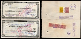 India United Commercial Bank Rs. 100 Travellers Cheque Singapore Revenue X2 # 6258D - Bank & Insurance