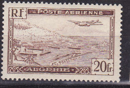 ALGERIE N° PA 4A 20F BRUN TYPE II AVION SURVOLANT LA RADE D'ALGER NEUF SANS CHARNIERE - Airmail