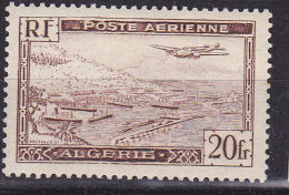 ALGERIE N° PA 4A 20F BRUN TYPE II AVION SURVOLANT LA RADE D'ALGER NEUF SANS CHARNIERE - Poste Aérienne