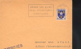 France   1955 88 Uriage Les Bains Terme Thermes Thermal  Sur Enveloppe - Thermalisme