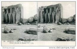 THEBES RAMESEUM STATUES COLOSSALES DE RHAMSES II  CARTE STEREO TOP TOP SERIE EGYPTE N ° 14 LL 1903 - Abu Simbel Temples