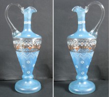 Belle Carafe En Verre Soufflé Et émaillé / Vers 1900 - Glas & Kristal