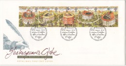 Great Britain FDC 1995 Shakespeare´s Globe, Horse, Costume. Trumpet Music, Flag, Catchet France....Edinburgh, Writer, - 1991-2000 Dezimalausgaben