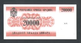 KROATIEN - CROATIA - KRAJINA,  20,000 Dinara 1991 UNC *P-RA2  , POSSIBLE FAKE? - Kroatien