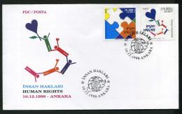 TURKEY 1998 FDC - Human Rights, Michel #3165-66; ISFILA #3562-63, Scott #B252-253. - FDC