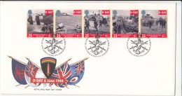 Great Britain FDC 1994, D-Day , Militaria, Army, Flag, Tank. Airplane - 1991-00 Ediciones Decimales