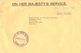 Cayman Is 2 X Unstamped Cover To UK OHMS Official Postage Paid - Kaimaninseln