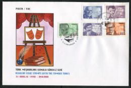 TURKEY 1998 FDC - Famous Turks (Regular Issue Stamps), Michel #3168-72; ISFILA #3565-69, Scott #2717-21. - FDC