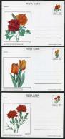 TURKEY 1983 PS / Postcard - Rose, Tulip And Carnation Illustration, Set Of 3 Postcards Oct.29, #AN 260-262. - Entiers Postaux