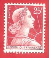 FRANCIA - FRANCE - USATO - 1955 / 59 - Marianne De Muller - 25 ₣ - Michel FR 1226 - 1955-1961 Marianne De Muller