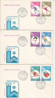 OLYMPIC GAMES, 1980 LAKE PLACID, SKIING, BOBSLEDGE, COVER FDC, 3X, 1979, ROMANIA - Invierno 1980: Lake Placid