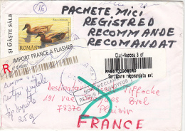 DUCKS, ICONS, SOCCER WORLD CUP, PORCELAIN ITEMS, STAMPS ON COVER, RETURNED FROM FRANCE, 2009, ROMANIA - Covers & Documents