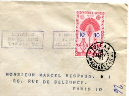 MADAGASCAR FRANCE LIBRE  LETTRE DEPART TULEAR 13 JANV 51 POUR PARIS - Covers & Documents
