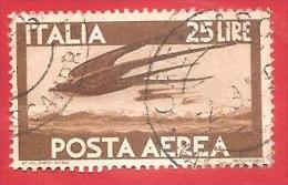 ITALIA REPUBBLICA - USATO - 1947 - POSTA AEREA - Volo Di Rondini - £ 25 - S. A133 - Poste Aérienne