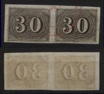 Brazil Brasilien Mi# 13 Horizontal Pair Red Postmark - Used Stamps