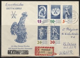 GERMANY Deutschland D DDR Brief 0021 FOERDERSTEDT Cancellation Postal History Meissen Chinaware Rooster - Covers & Documents