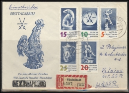 GERMANY Deutschland D DDR Brief 0021 FOERDERSTEDT Cancellation Postal History Meissen Chinaware Rooster - Brieven En Documenten