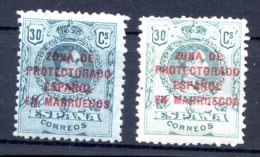 SPAIN MOROCCO Yvert # 72, 2 Stamps Different Colours - Marocco Spagnolo