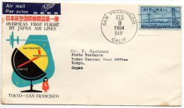 First Flight By Japan Air Lines Tokyo San Francisco 1954 Cover - Corréo Aéreo