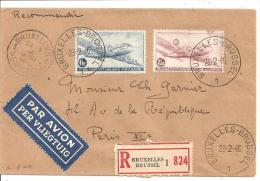 N° Y&T PA8+PA9   BRUXELLES Vers FRANCE    Le  23 FEVRIER 1946( 2scans) - Airmail