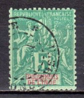 (SA0970) FRENCH INDIA, 1892 ("Tablet"-type, 5c., Green And Red On Greenish). Mi # 4. Used Stamp - Usados