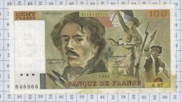 100 Francs Delacroix, Fayette N° 69-8a, état TTB, 2 Trous, Craquant - 100 F 1978-1995 ''Delacroix''