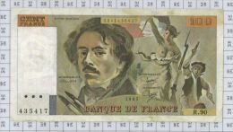100 Francs Delacroix, Fayette N° 69-9, état TB-TTB - 100 F 1978-1995 ''Delacroix''