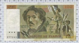 100 Francs Delacroix, Fayette N° 69-9, état TB-TTB - 100 F 1978-1995 ''Delacroix''
