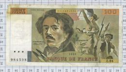 100 Francs Delacroix, Fayette N° 69-9, état B-TB - 100 F 1978-1995 ''Delacroix''