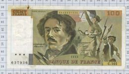 100 Francs Delacroix, Fayette N° 69-9, état TB-TTB - 100 F 1978-1995 ''Delacroix''