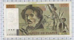 100 Francs Delacroix, Fayette N° 69bis-3b2, état TB-TTB - 100 F 1978-1995 ''Delacroix''