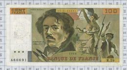 100 Francs Delacroix, Fayette N° 69-4, état TB-TTB - 100 F 1978-1995 ''Delacroix''