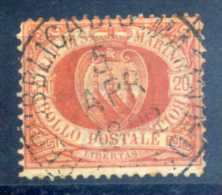 SAN MARINO  - 1877 COAT OF ARMS, 20c RED - Usados