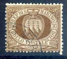 SAN MARINO  - 1877 COAT OF ARMS, 30c BROWN - Usados