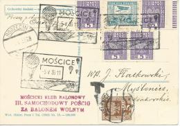 5.V.1935. ILLUST.CARD. THIRD FREE BALLOON MOTOR PERSUITS RACE MOSCICE--BORZECIN - Palloni