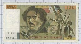 100 Francs Delacroix, Fayette N° 69-4a, état TB-TTB - 100 F 1978-1995 ''Delacroix''