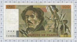 100 Francs Delacroix, Fayette N° 69-4a, état TB-TTB - 100 F 1978-1995 ''Delacroix''