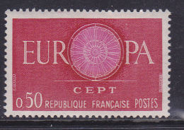 FRANCE N°1267 50C CARMIN ET LILAS CENTRE DE LA ROSACE ROSE PALE NEUF SANS CHARNIERE - Nuevos